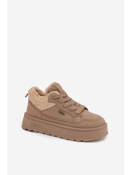 Women's Platform Sneakers With Sheepskin Big Star SS274105 Beige