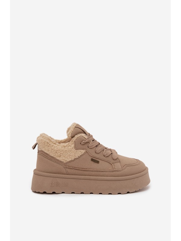 Women's Platform Sneakers With Sheepskin Big Star SS274105 Beige