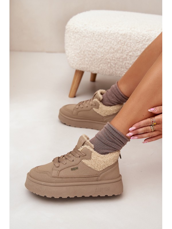 Women's Platform Sneakers With Sheepskin Big Star SS274105 Beige