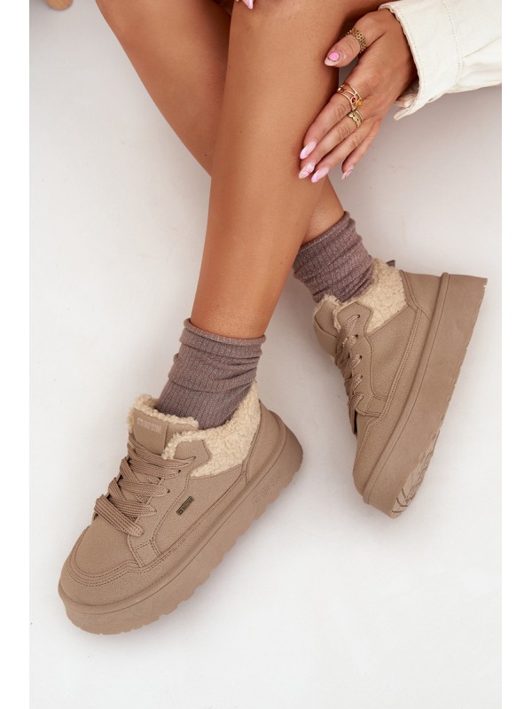Women's Platform Sneakers With Sheepskin Big Star SS274105 Beige