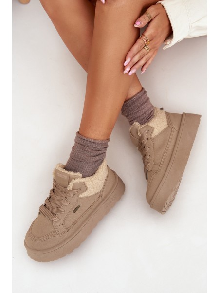 Women's Platform Sneakers With Sheepskin Big Star SS274105 Beige