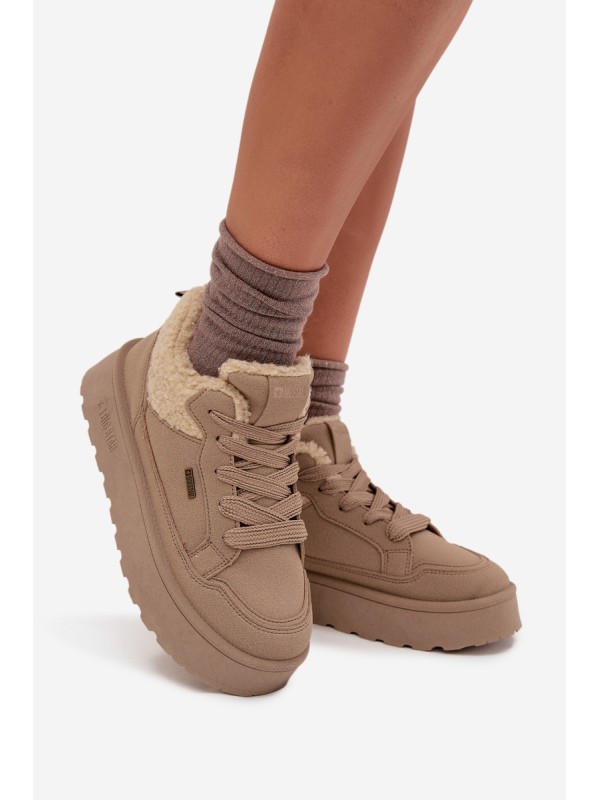 Women's Platform Sneakers With Sheepskin Big Star SS274105 Beige