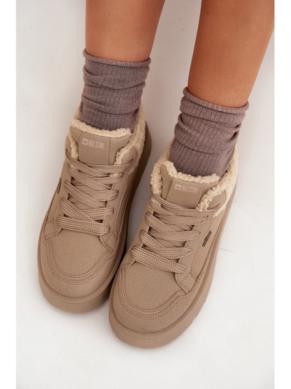 Women's Platform Sneakers With Sheepskin Big Star SS274105 Beige