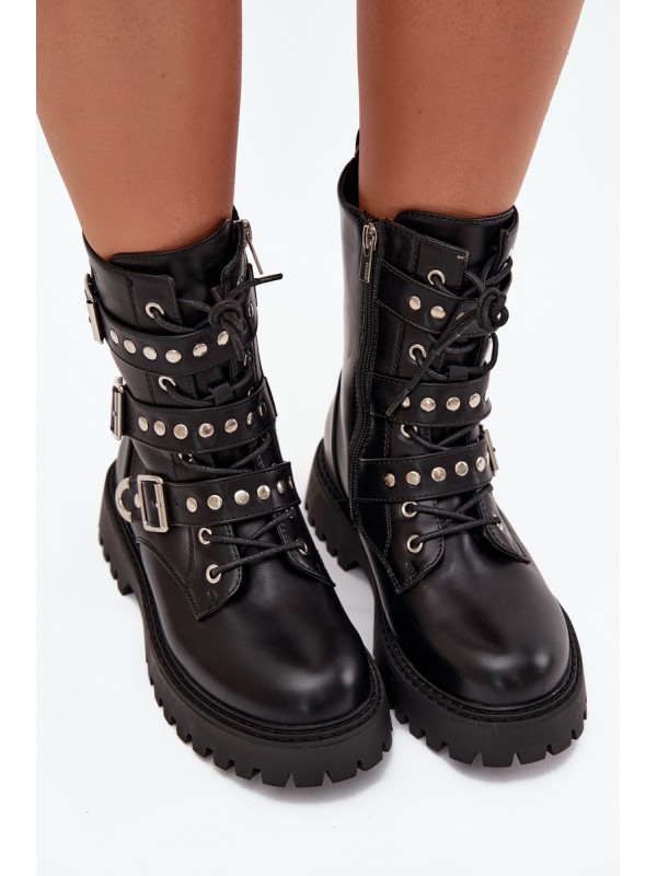 Insulated Work Boots With Straps And Buckles Big Star OO274707 Black 2