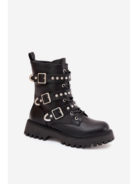 Insulated Work Boots With Straps And Buckles Big Star OO274707 Black