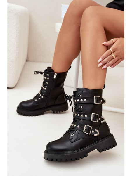 Insulated Work Boots With Straps And Buckles Big Star OO274707 Black