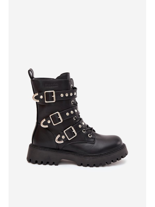 Insulated Work Boots With Straps And Buckles Big Star OO274707 Black