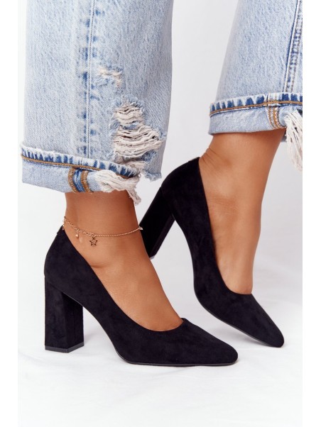 Suede Pumps On A Block Heel Sergio Leone PB216 Black