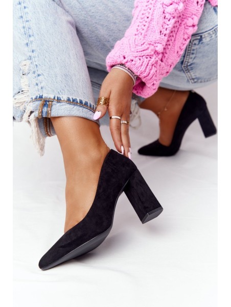 Suede Pumps On A Block Heel Sergio Leone PB216 Black