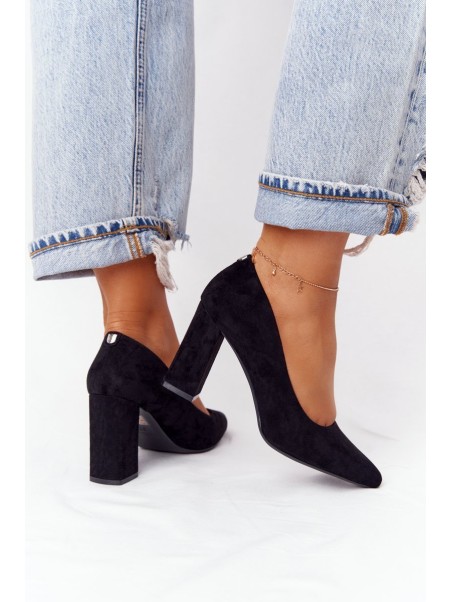 Suede Pumps On A Block Heel Sergio Leone PB216 Black