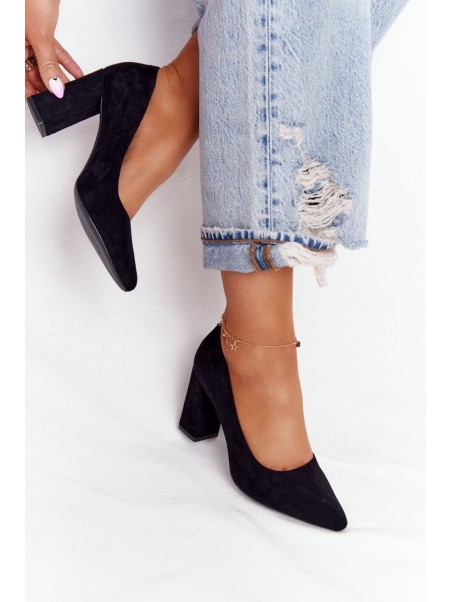 Suede Pumps On A Block Heel Sergio Leone PB216 Black