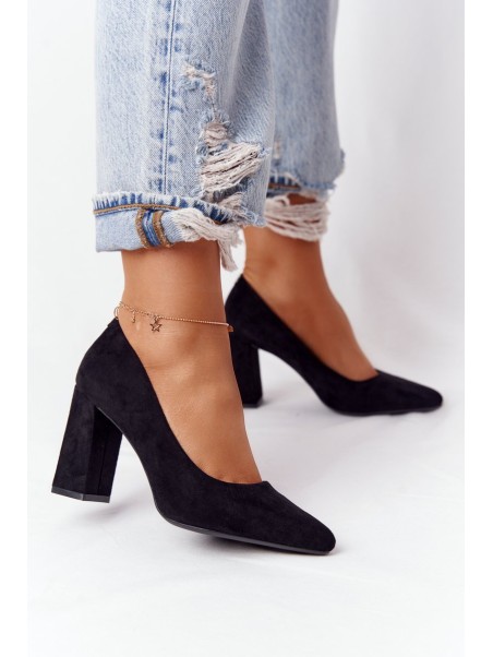 Suede Pumps On A Block Heel Sergio Leone PB216 Black