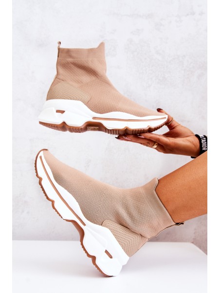 High Sock Sports Shoes Beige Bailee