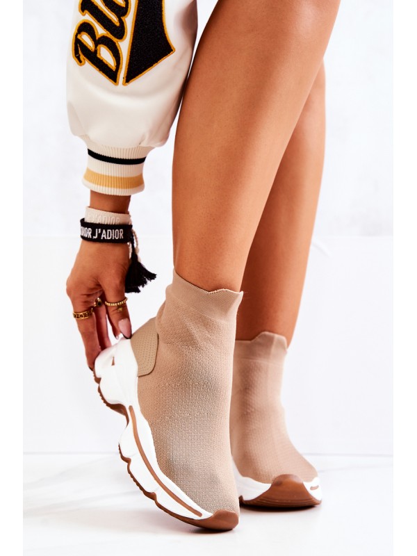 High Sock Sports Shoes Beige Bailee