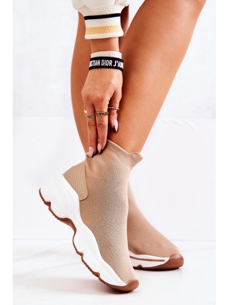 High Sock Sports Shoes Beige Bailee