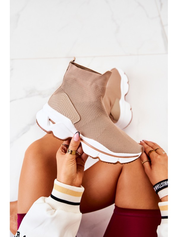 High Sock Sports Shoes Beige Bailee