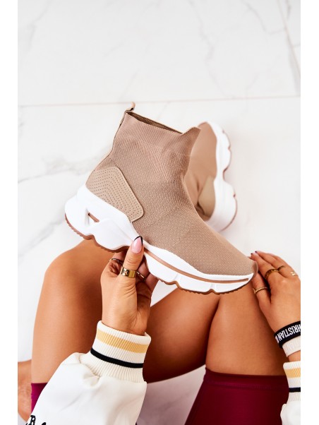 High Sock Sports Shoes Beige Bailee