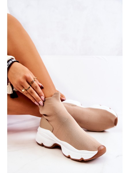 High Sock Sports Shoes Beige Bailee