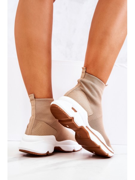 High Sock Sports Shoes Beige Bailee