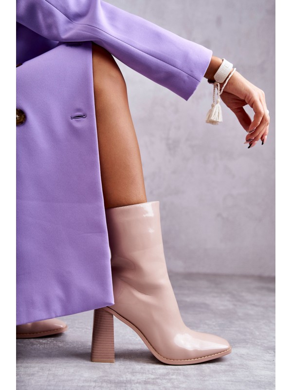Women's Patent Leather Boots Beige Margit