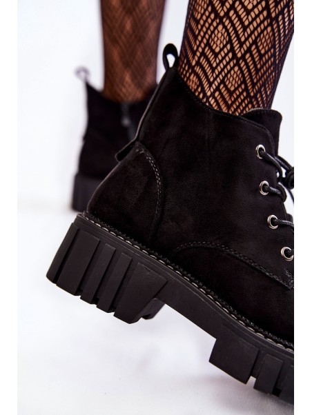Suede Warm Lace-Up Boots Black Bjorg