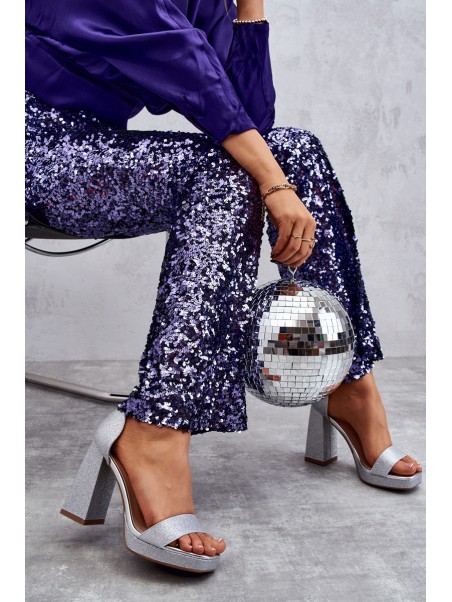 Shiny Sandals On A Massive Heel Silver Calmi