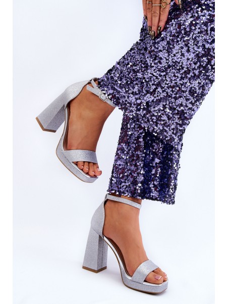 Shiny Sandals On A Massive Heel Silver Calmi