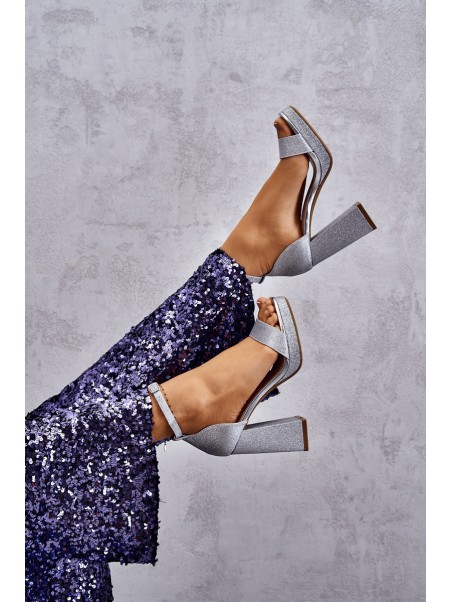 Shiny Sandals On A Massive Heel Silver Calmi