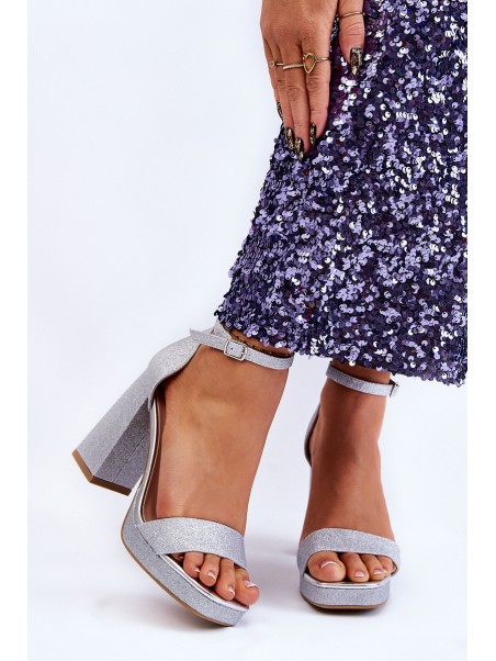 Shiny Sandals On A Massive Heel Silver Calmi