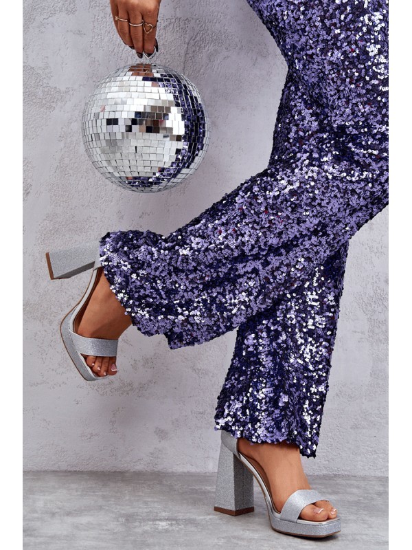 Shiny Sandals On A Massive Heel Silver Calmi