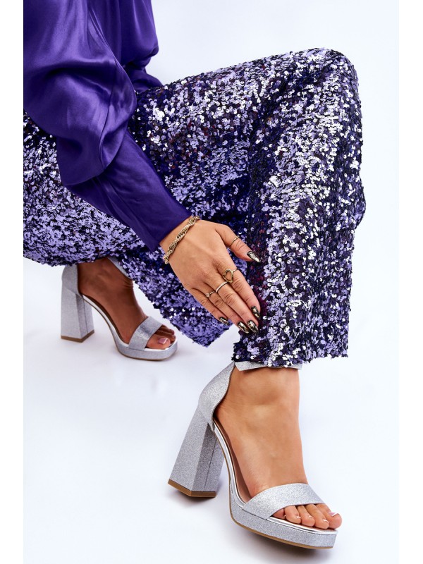 Shiny Sandals On A Massive Heel Silver Calmi