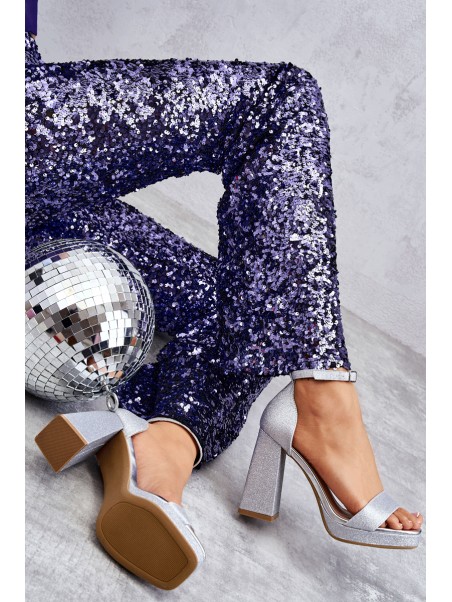 Shiny Sandals On A Massive Heel Silver Calmi