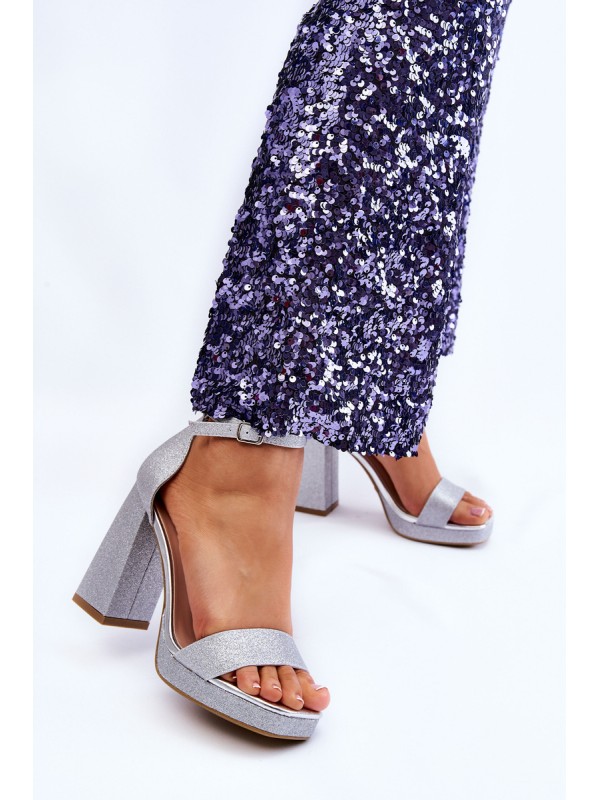 Shiny Sandals On A Massive Heel Silver Calmi