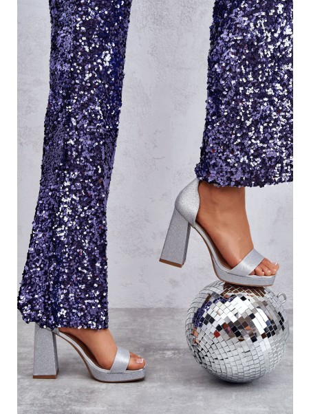 Shiny Sandals On A Massive Heel Silver Calmi
