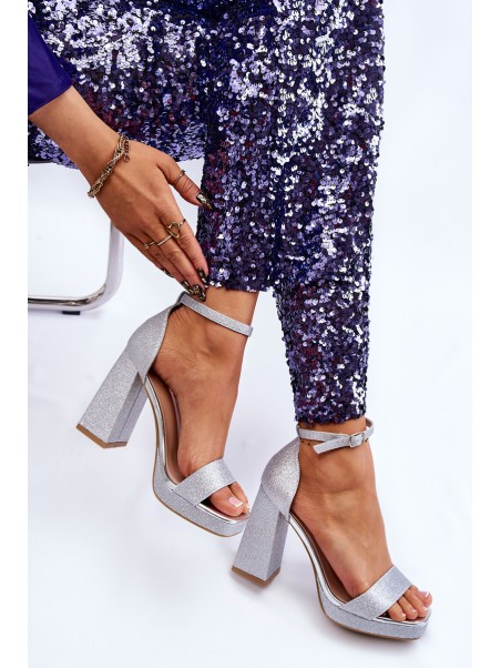 Shiny Sandals On A Massive Heel Silver Calmi