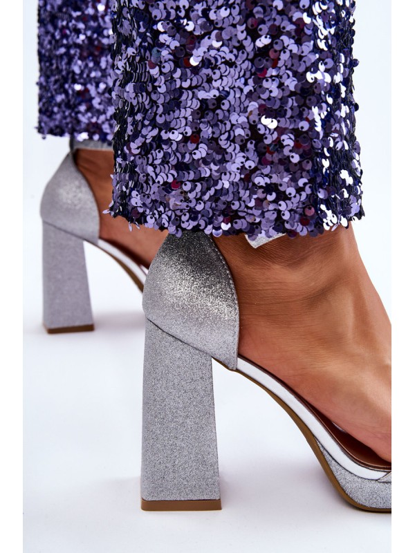 Shiny Sandals On A Massive Heel Silver Calmi