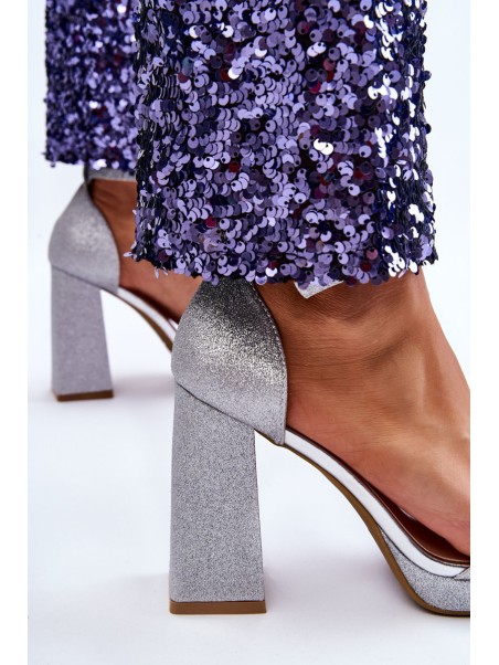 Shiny Sandals On A Massive Heel Silver Calmi