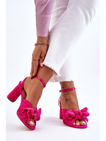 Fashionable Sandals With A Bow On Heels Fuchsia Callum