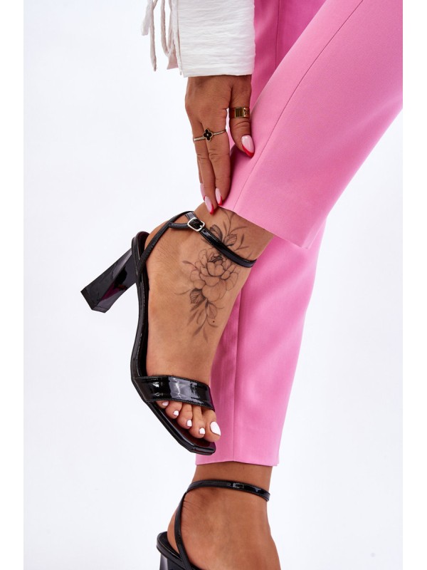 Patent Heeled Sandals Black Owen 2
