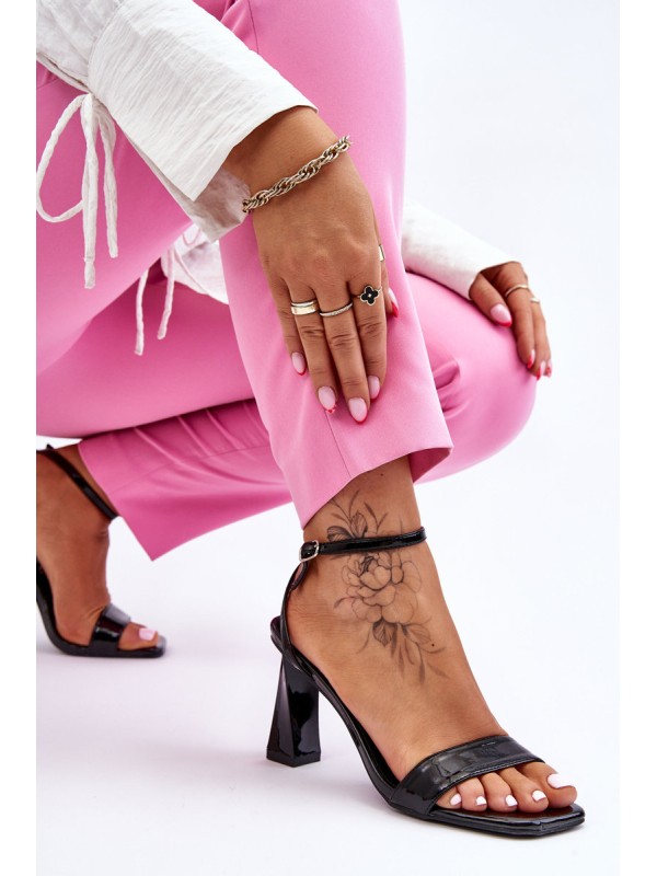 Patent Heeled Sandals Black Owen