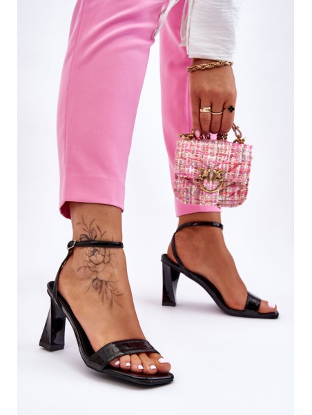 Patent Heeled Sandals Black Owen