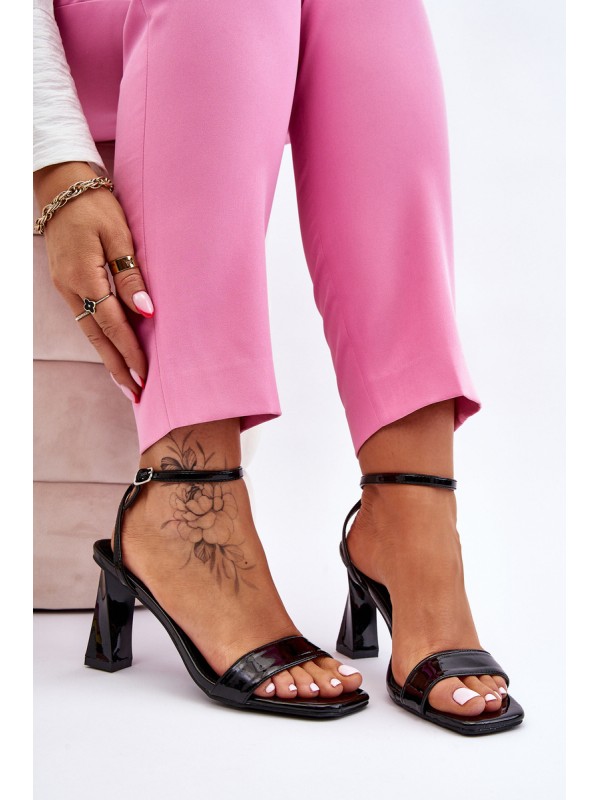 Patent Heeled Sandals Black Owen