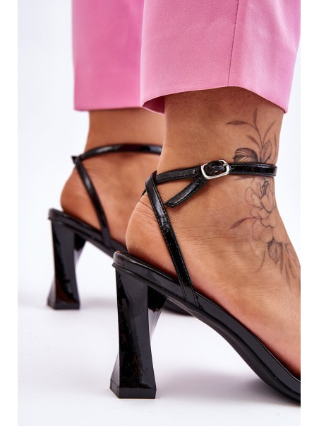 Patent Heeled Sandals Black Owen