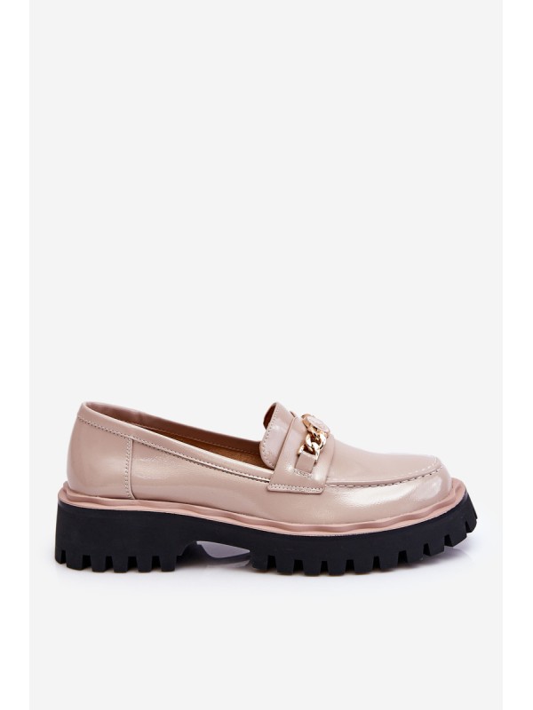 Patent Leather Platform Loafers Beige Ronin 2