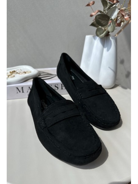 Women's Suede Loafers Black Lenvie