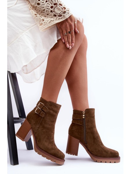 Heeled Suede Boots Olive Makeline