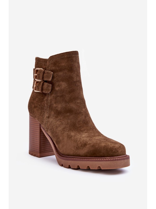 Heeled Suede Boots Olive Makeline 2