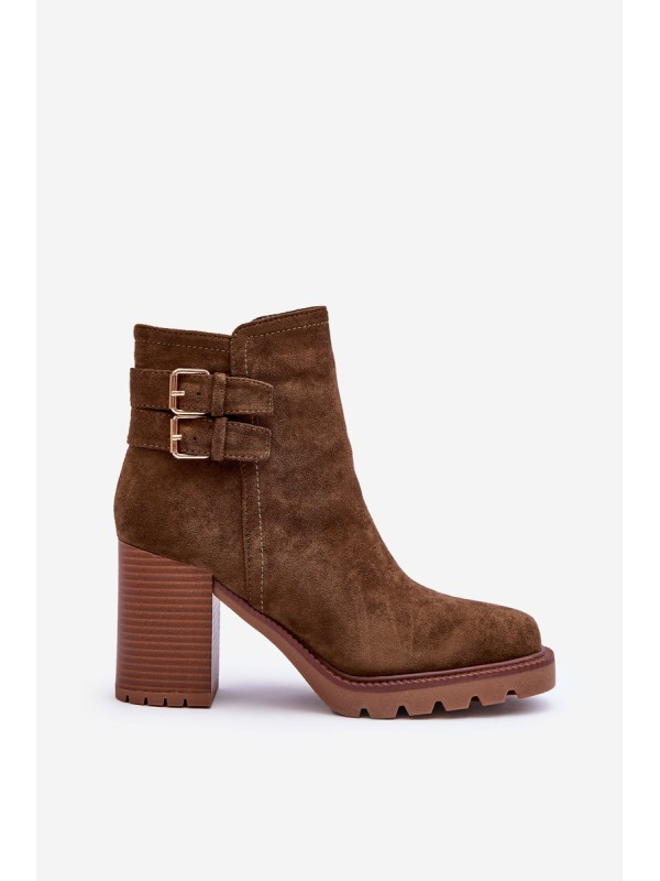 Heeled Suede Boots Olive Makeline