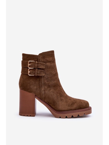 Heeled Suede Boots Olive Makeline