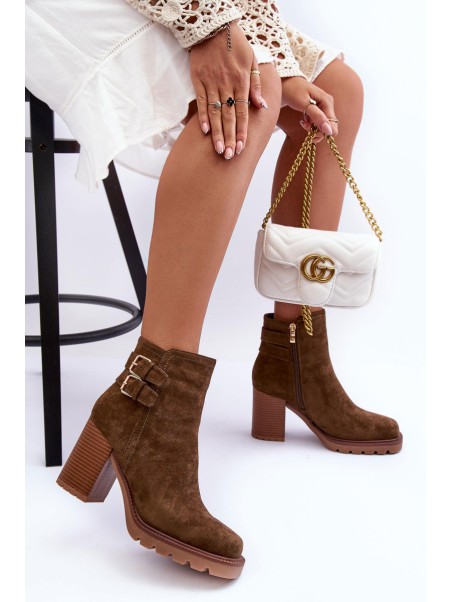Heeled Suede Boots Olive Makeline